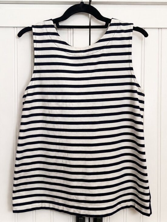 J. Crew Tops - J.Crew Navy & White Striped Bow Back Sleeveless Peplum Top Medium